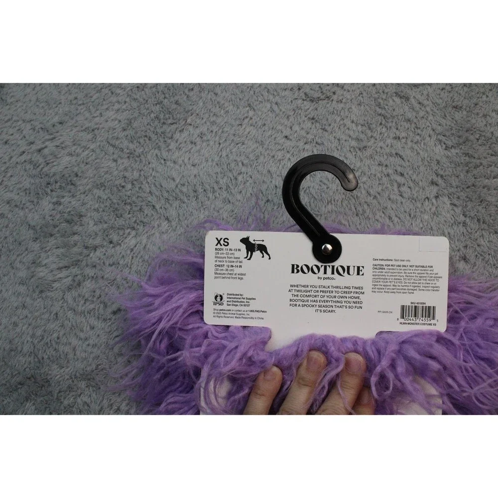 Bootique Purple Shaggy Monster Dog Costume 2-Piece Set XS Halloween